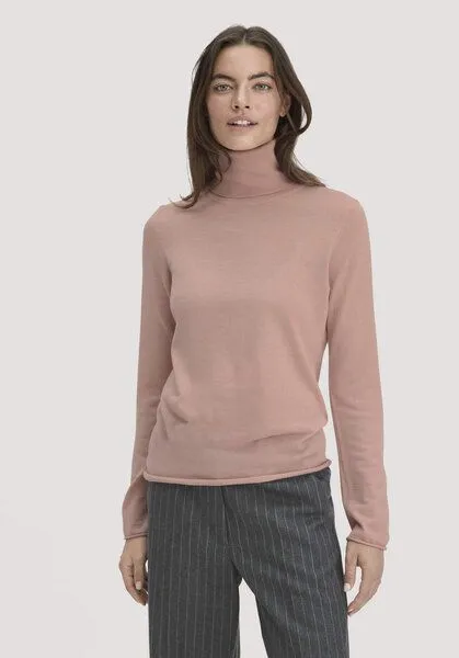 hessnatur hessnatur Strick Rollkragen Pullover Slim aus reiner Bio-Merinowolle, Rosé, – Produktbild 1 von 4