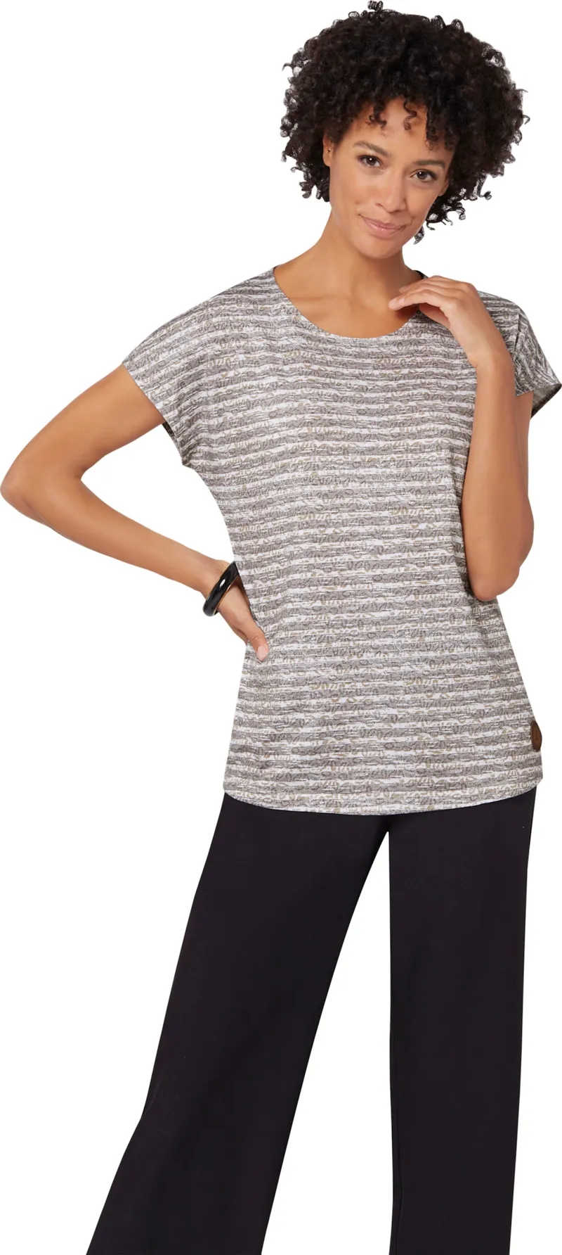 Witt Rundhalsshirt taupe-ecru-geringelt, Taupe-ecru-geringelt, – Produktbild 2 von 2
