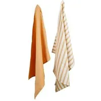 gepa GEPA 2er-Set Fairtrade Geschirrtücher "uni & stripes", handgewebt von CO-OPTEX, Orange, – Produktbild 1 von 1