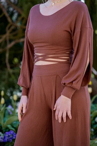 Vivien Joy Vivien Joy Flower Pulli mit Schlitzen an den Ärmeln - Farrah, Pecan (braun), – Produktbild 3 von 4