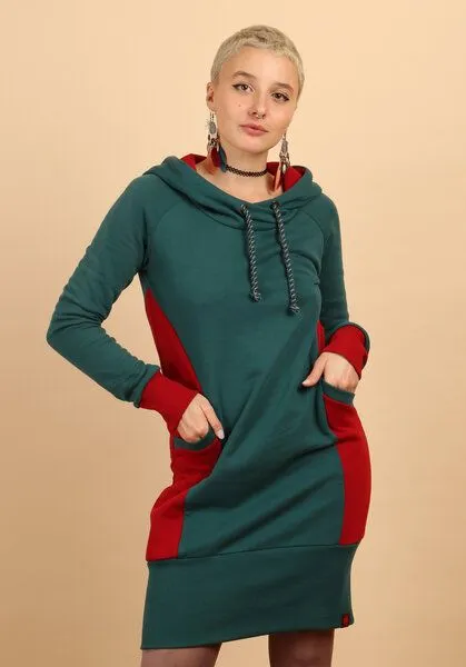 Die rote Zora Die rote Zora Hoodiekleid mit Taschen, Chilis (grün-rot), – Produktbild 1 von 4