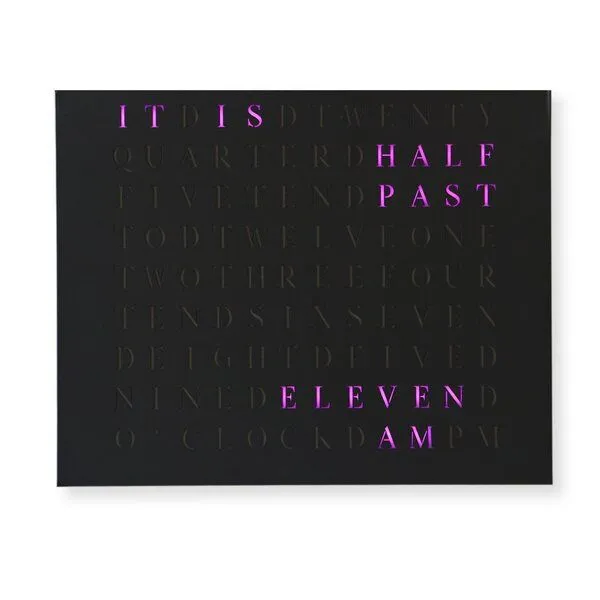 build-yours build-yours WordClock Jupiter Edelstahl Schwarz ENGLISCH - elegante Wortuhr - LED Wall Clock – Produktbild 2 von 3