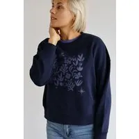 Kultgut Kultgut Artdesign - Biofair- Pulloversweater im Boxistyle / Flowers by Night, Dunkelblau, – Produktbild 1 von 1