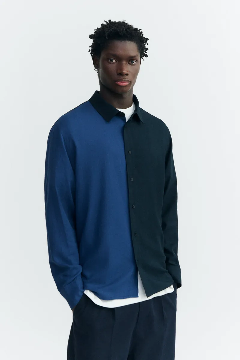 thinking mu Thinking MU Herren vegan Hemd Jimbo Marineblau/ Schwarz, Schwarz, – Produktbild 2 von 2