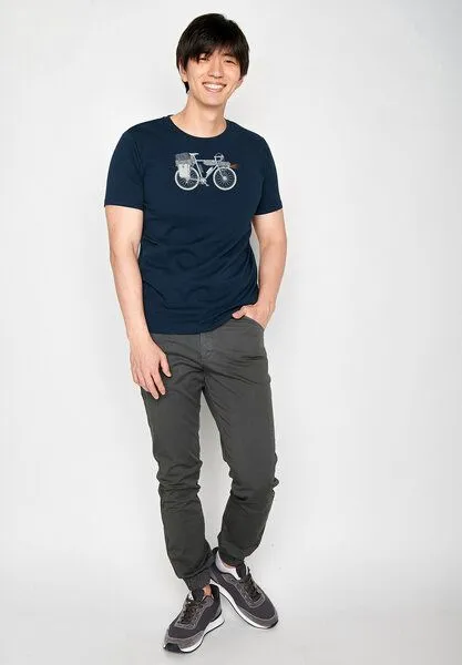 GreenBomb GREENBOMB Bike Night Guide - Sportliches T-Shirt aus Bio-Baumwolle / hochwertiger Print / GOTS / Fair & Vegan, Blau (marineblau), – Produktbild 4 von 4