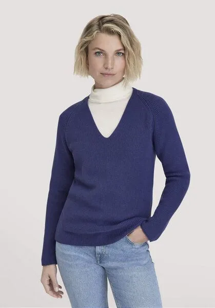 hessnatur hessnatur Strick Pullover Regular aus reiner Bio-Baumwolle, Irisblau, – Produktbild 1 von 4