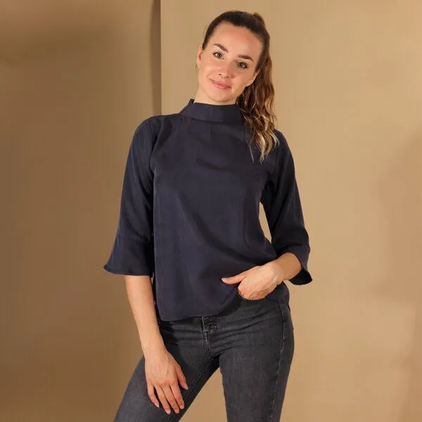 ManduTrap ManduTrap Bluse/Top aus Tencel in Blau, Senfgelb oder Rost,, Blau, – Produktbild 2 von 4