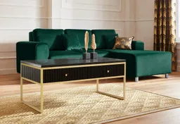 Leonique Couchtisch Fleuriss, Keramikplatte, goldenen Beinen, FSC-zertifiziertem Holz, Breite 110 cm – Produktbild 1 von 1