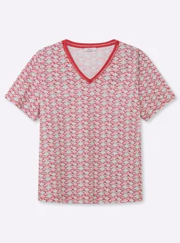sheego V-Shirt koralle-bordeaux-bedruckt – Produktbild 1 von 1