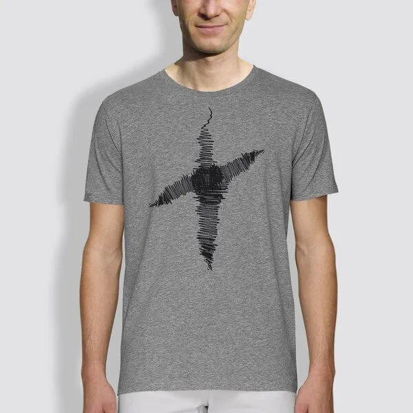 little kiwi little kiwi Herren T-Shirt, "Linienkreuz", Grau, – Produktbild 1 von 2