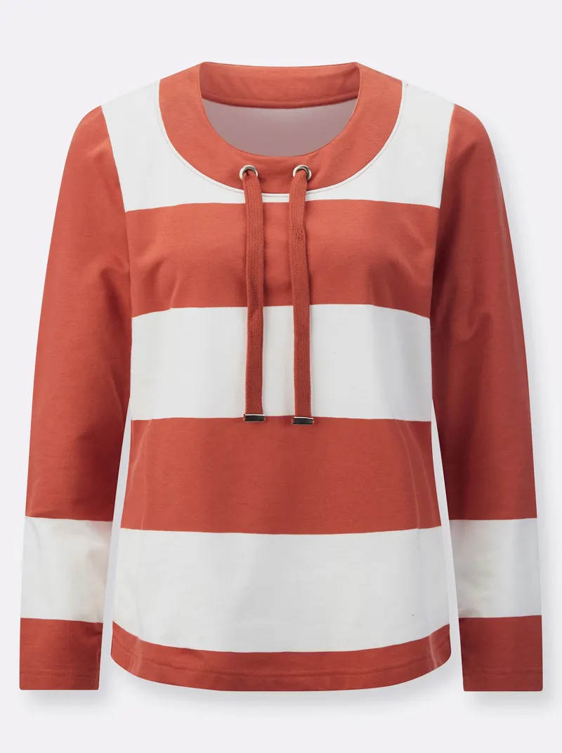 Witt Sweatshirt terra-ecru-geringelt, Terra-ecru-geringelt, – Produktbild 2 von 2