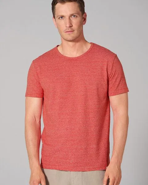 HempAge HempAge Herren Ringel-T-Shirt 55% Hanf, 45% Biobaumwolle, Magna (rot), – Produktbild 1 von 4