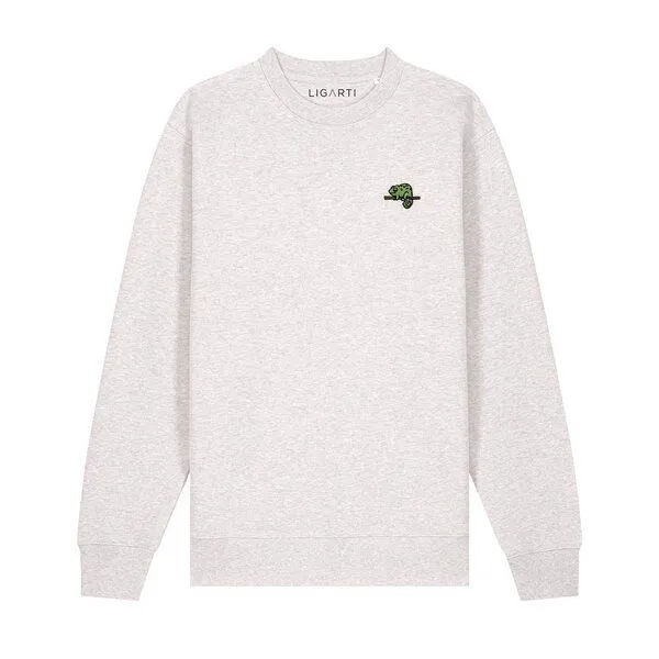 LIGARTI Bestickter Pullover – Mareike das Chamäleon – LIGARTI Tiermanufaktur, Hellgrau, – Produktbild 1 von 3