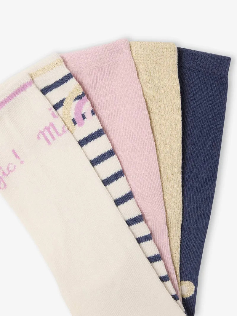 Vertbaudet 5er-Pack Socken EINHORN, Marine, – Produktbild 3 von 3