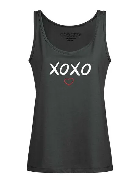 Human Family Human Family Weitfließendes Damen Tanktop "Flow XOXO" in anthrazit – Produktbild 1 von 2