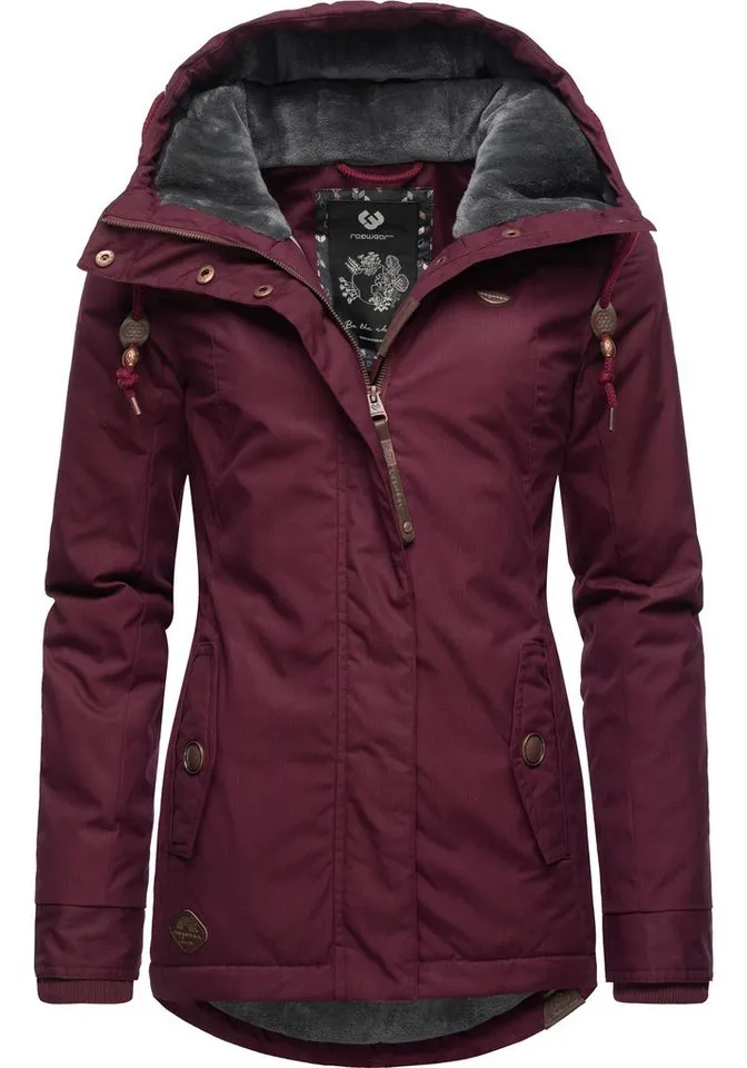ragwear ragwear Winterjacke Monade Damen Winterparka mit Kapuze und m. Fleece gefüttert, Rot, – Produktbild 5 von 5