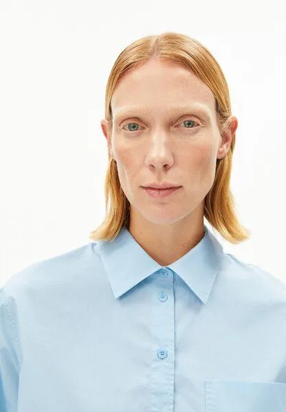 ARMEDANGELS ARMEDANGELS LOOSE POPLIN Damen Bluse aus Bio-Baumwolle, Blue glow, – Produktbild 3 von 4