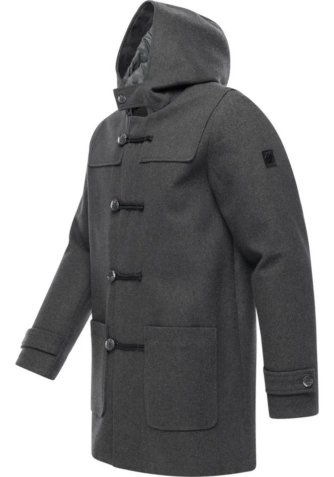ragwear ragwear Dufflecoat Duffie YOUMODO Funktionaler Herren Mantel in Wolloptik, Grau, – Produktbild 3 von 4