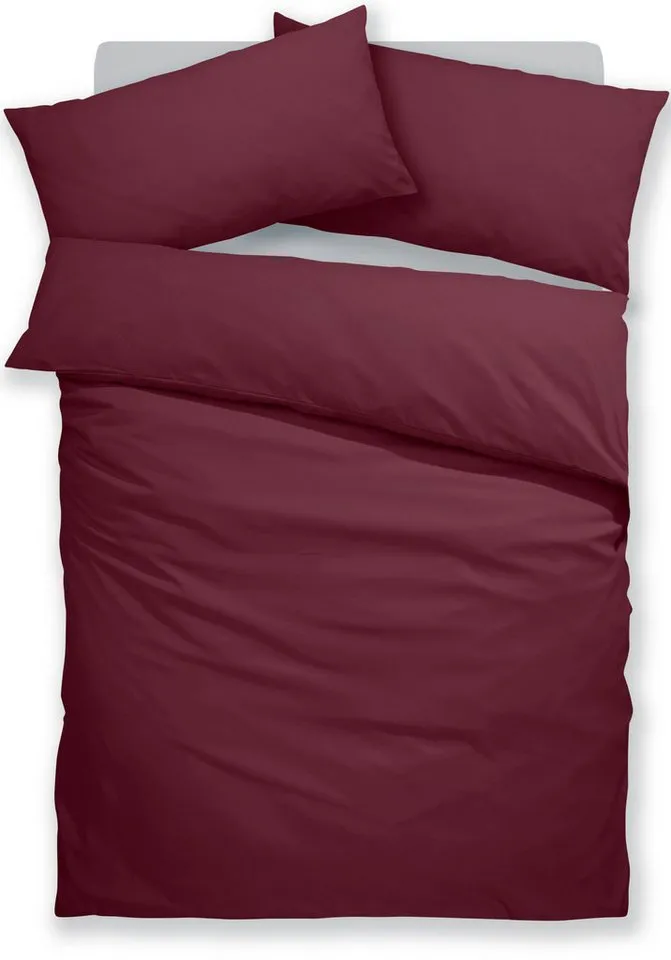 OTTO home Bettwäsche Desner 100% Microfaser, extra weich, allergikerfreundlich, Microfaser, 2 teilig, Premium Qualität, uni, schnell trocknend, pflegeleicht, ab 135x200 cm, Rot, – Produktbild 2 von 5