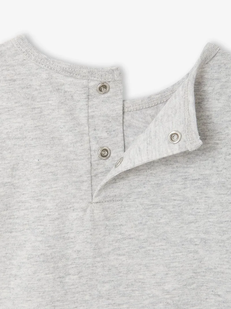 Vertbaudet Baby Shirt mit Druckknöpfen hinten, Grau meliert, – Produktbild 3 von 4