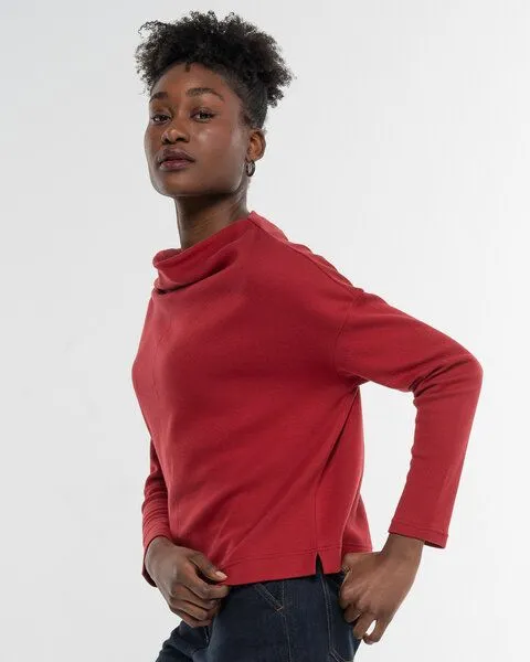 Alma & Lovis Alma & Lovis Sweater mit Wasserfall-Ausschnitt aus Organic Cotton | Gentle Cascade, Rio (rot), – Produktbild 4 von 4