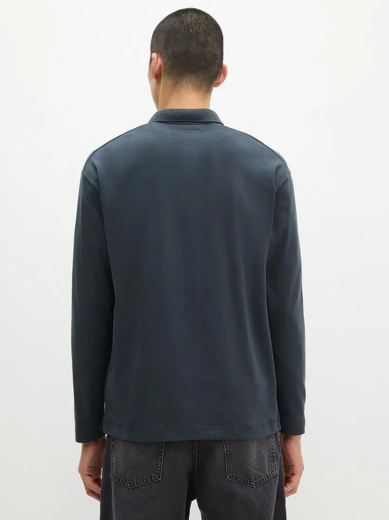 Marc O'Polo Marc O'Polo Heavy Langarm-Poloshirt Peppercorn Grey - Größe M, Anthrazit, – Produktbild 4 von 5