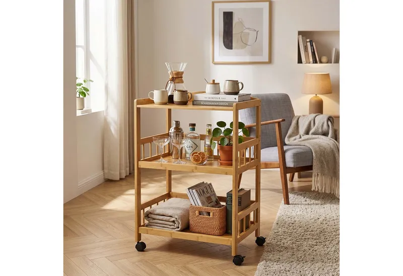 RELAXDAYS RELAXDAYS Küchenwagen Servierwagen Bambus, (1 St), Braun, – Produktbild 3 von 5