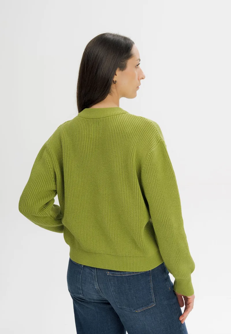 MELA MELA Damen vegan Strickpullover Mit Rippmuster Adah Seaweed, Olivgrün, – Produktbild 1 von 2