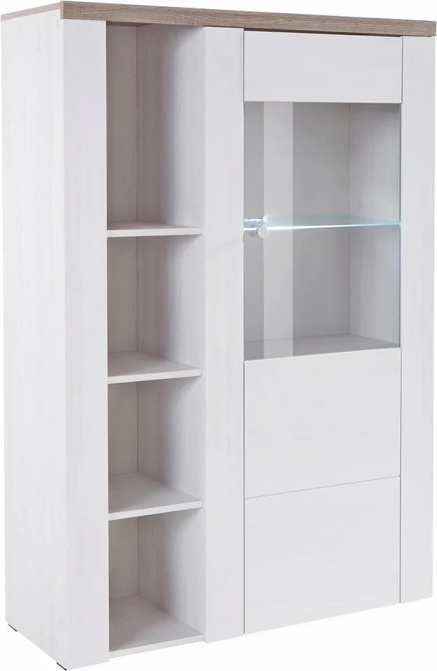 OTTO home Vitrine Larona, zeitlose Glasvitirne, Hochschrank Höhe 145 cm Stauraumvitrine mit dekorativer Rahmenoptik, Weiß, – Produktbild 2 von 5