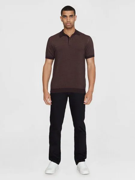 KnowledgeCotton Apparel KnowledgeCotton Apparel Gestricktes Polohemd TWO TONED aus Bio-Baumwolle, Braun (chocolate malt), – Produktbild 2 von 3