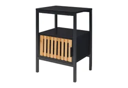 en.casa Nachttisch, »Luniehti« 58 x 40 x 33 cm mit Metallgestell Schwarz/Natur – Produktbild 1 von 1