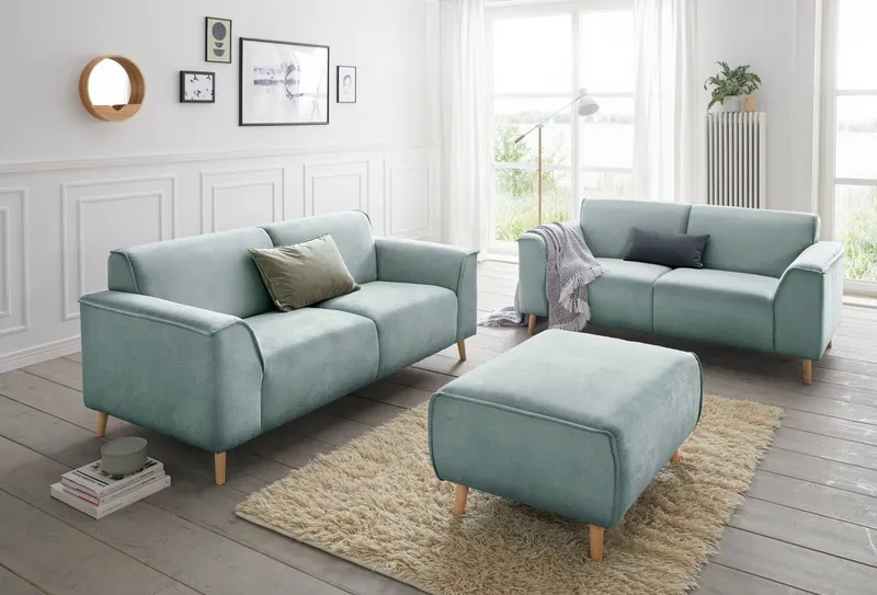 Home affaire 2,5-Sitzer Janek Scandic Design, elegant und zeitlos, mit Federkern und Keder in scandinavischem Design, Grün, – Produktbild 2 von 5