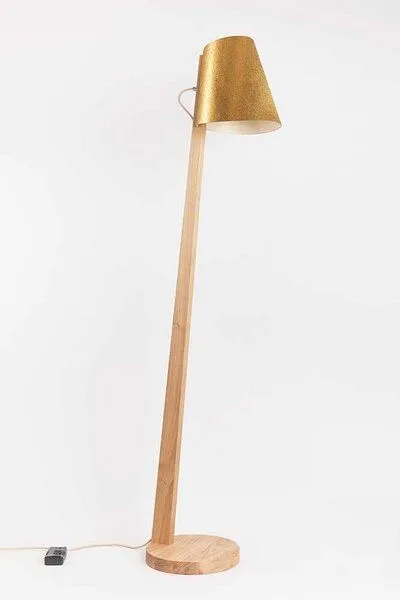 ALMUT von Wildheim ALMUT von Wildheim Handgemachte Stehlampe aus Eiche Lampenschirm aus Naturmaterialien, Ananasfasern (gold), – Produktbild 1 von 4