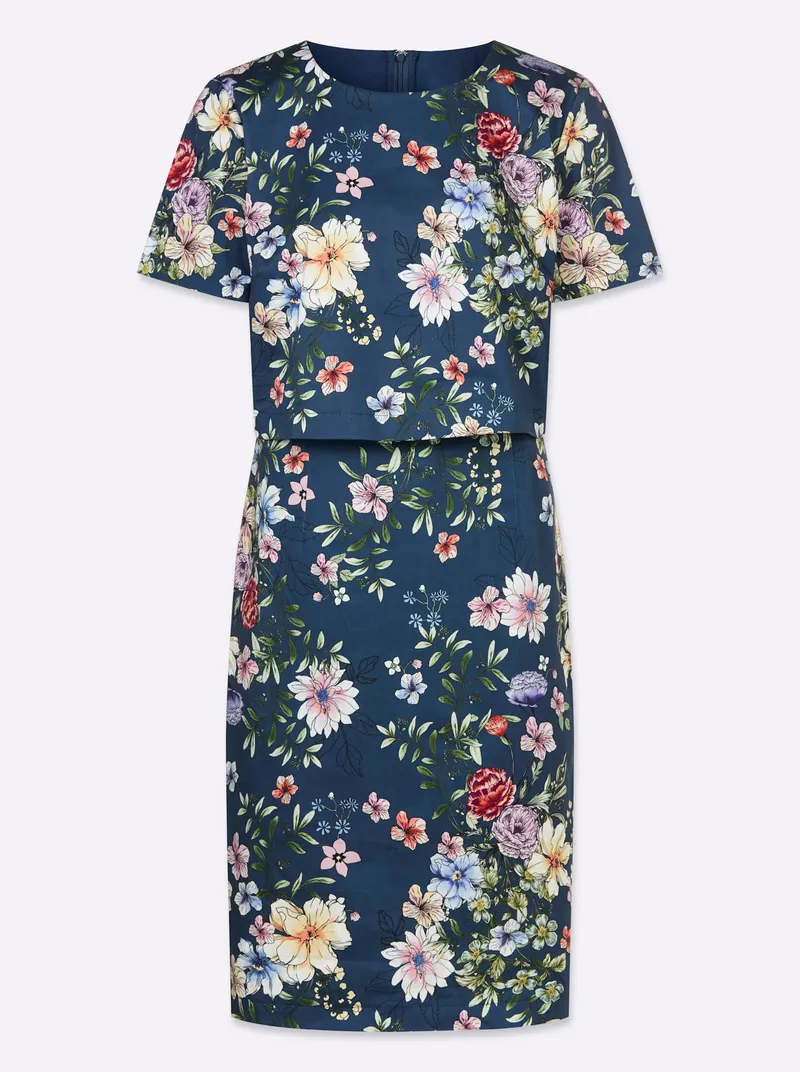 Witt Druckkleid, Dunkelblau-orchidee-bedruckt, – Produktbild 1 von 2