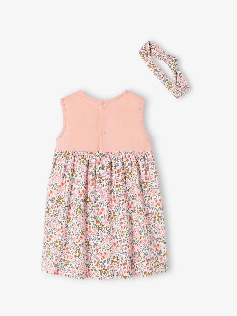 Vertbaudet Kleid mit Haarband für Mädchen Baby, Zartrosa, – Produktbild 3 von 4