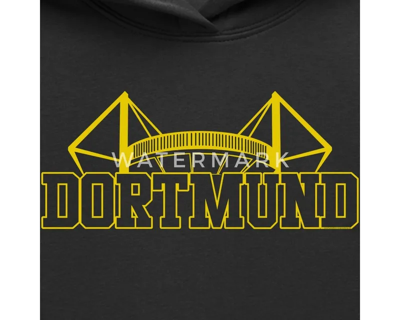 Spreadshirt Hoodie Dortmund Stadion Fußball Fan Kinder Premium Hoodie (1-tlg) Regular Fit, Schwarz, – Produktbild 2 von 4