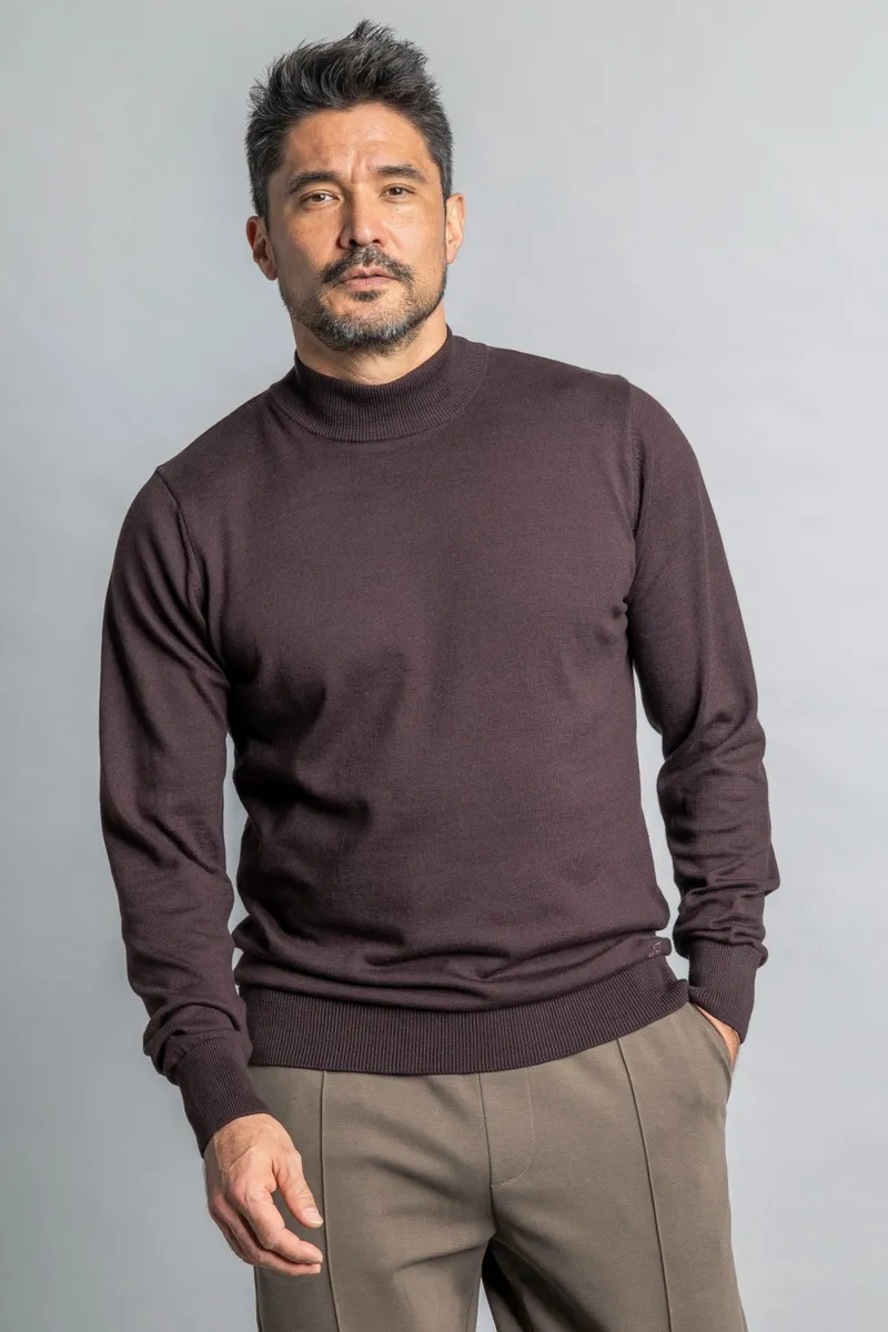 DIRTS DIRTS Herren vegan Strickpullover Mit Stehkragen Espressobraun, Braun, – Produktbild 2 von 2