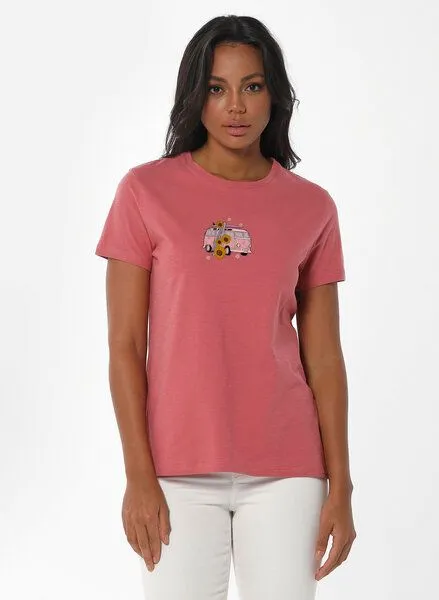 ORGANICATION ORGANICATION T-Shirt aus Bio-Baumwolle mit Print, Rose(desert rose), – Produktbild 1 von 4