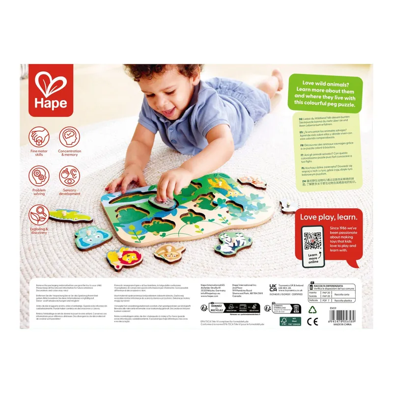 Hape Hape Steckpuzzle Wildtiere, Mehrfarbig, – Produktbild 3 von 3