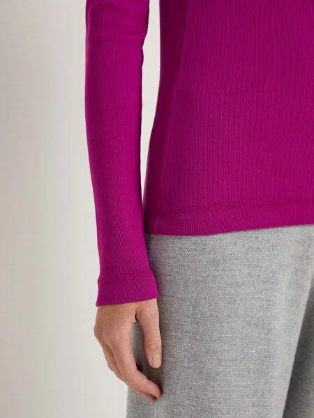 LANIUS LANIUS Langarmshirt aus Bio-Baumwolle, Plum, – Produktbild 4 von 4