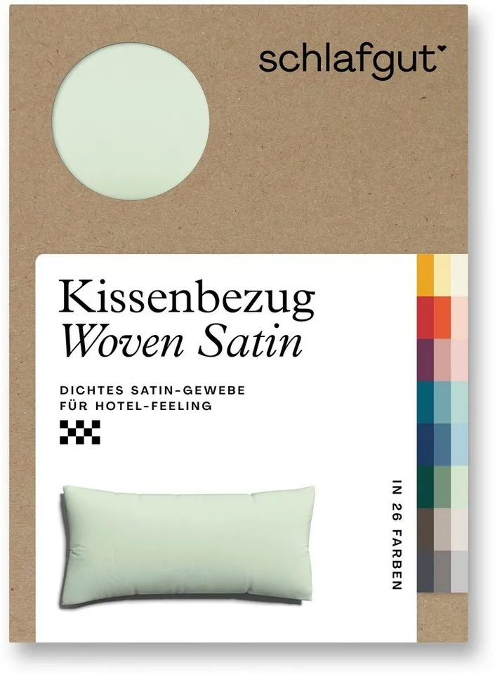 Schlafgut Schlafgut Kissenbezug Premium Kissenhülle Woven Satin, 100% Baumwolle, (1 Stück), Ton-in-Ton Reißverschluss, Fadendichte von 300tc, Uni, OEKO Tex, Grün, – Produktbild 4 von 5
