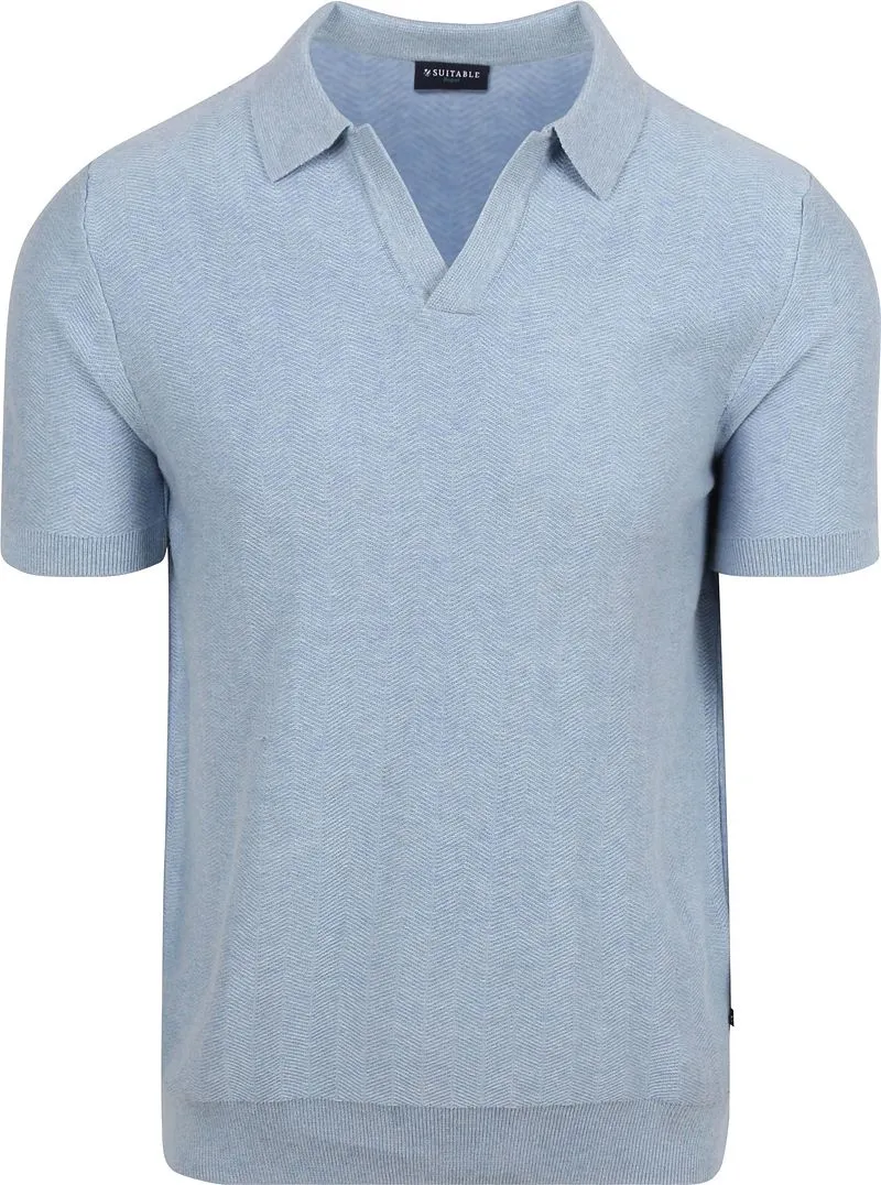 Suitable Suitable Knitted Poloshirt Riva Harring Hellblau - Größe XL, Hellblau, – Produktbild 2 von 5