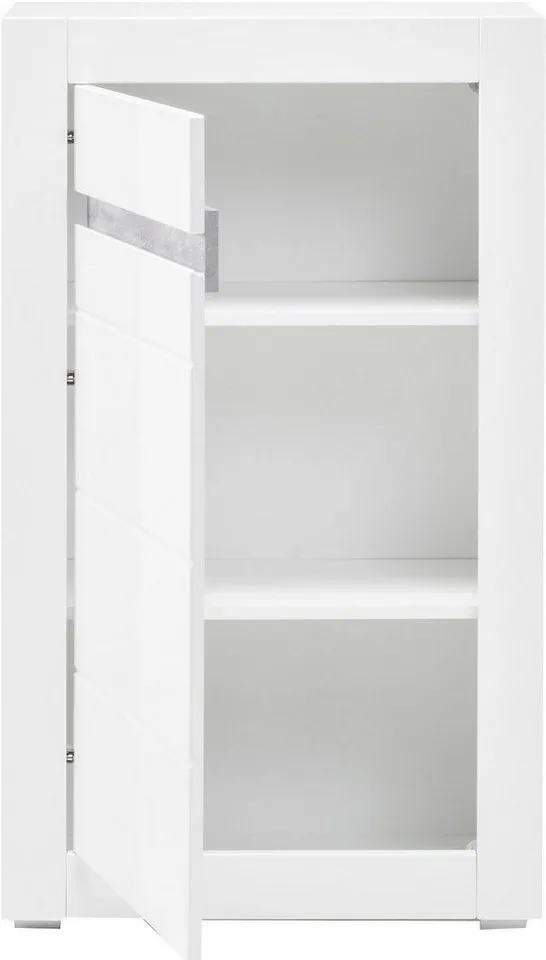 Home affaire Kommode Carat, Breite 66 cm, Blende in weiß und betonfarben im Lieferumfang, Weiß, – Produktbild 4 von 5