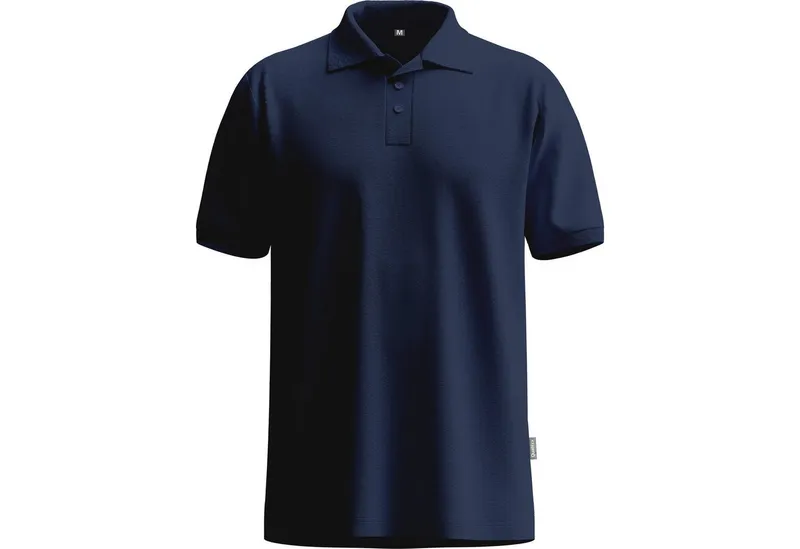 Qualitex Workwear Warnschutz-Shirt Poloshirt Herren Kurzarm – atmungsaktiv & nachhaltig Polo Shirt (1-tlg) Herren Poloshirt kurzarm aus Tencel – bequem, robust & vielseitig, Blau, – Produktbild 1 von 3