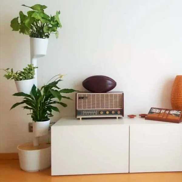 CitySens CitySens vertikaler Blumentopf mit automatischer Bewässerung 3 Blumentöpfe, Weiss, – Produktbild 4 von 4