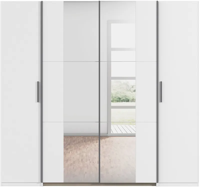 Rauch Rauch Schwebetürenschrank Kleiderschrank Drehtürenschrank Schrank Garderobe KRONACH (in 3 Ausstattungen BASIC/CLASSIC/PREMIUM, Breiten 225/268/311/354 cm) Kombischrank optional mit 1 oder 2 Spiegel viele Böden MADE IN GERMANY, Grau|weiß, – Produktbild 1 von 7