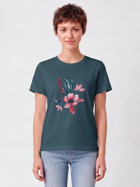 watapparel watapparel T-Shirt Frauen Blume in Wasserfarbe 01, Stargazer, – Produktbild 2 von 2