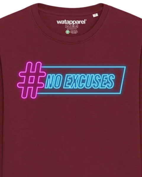 watapparel watapparel Sweatshirt Unisex No Excuses, Burgundy, – Produktbild 3 von 4