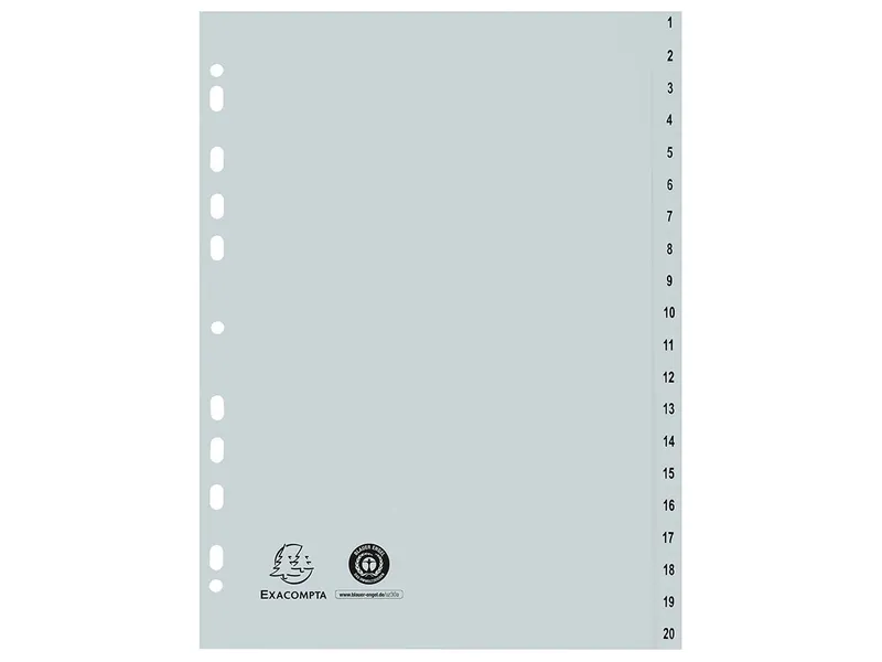 Exacompta Exacompta Register aus Recyclingkunststoff 20-teilig, DIN A4 – Produktbild 1 von 1