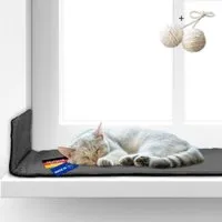 Rohrschneider Rohrschneider ® Selbstwärmende Katzendecke, Fensterliege mit rutschfester Unterlage dunkelgrau 90 cm, 2 cm, 29 cm, Dunkelgrau, – Produktbild 1 von 1